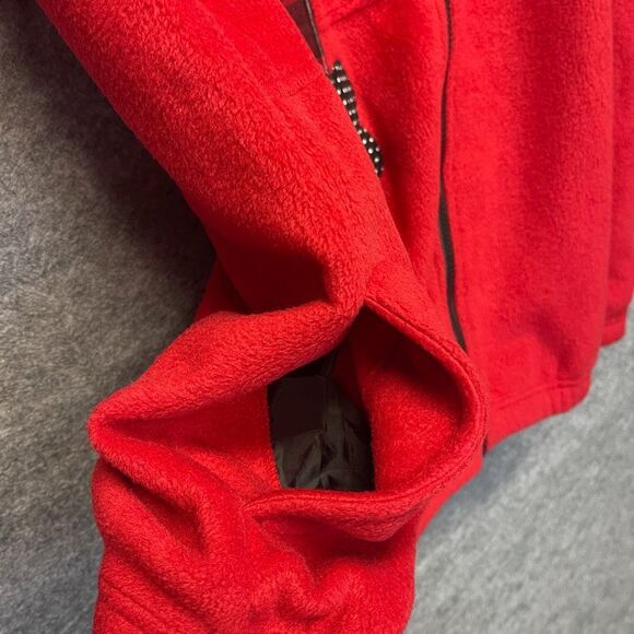 SIERRA PACIFIC Fleece Vest Women's Size 2XL Red Mock Neck Zip Up Plaid Patches - Picture 5 of 16